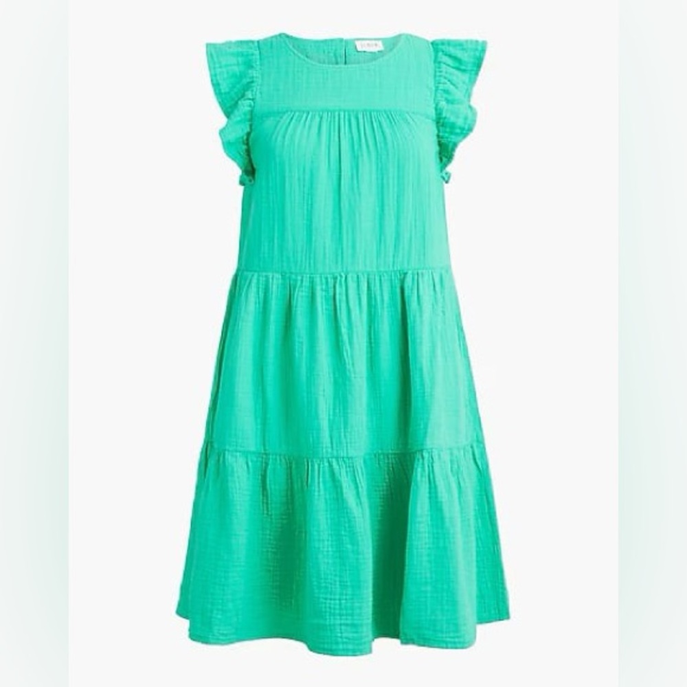 J Crew Factory Mini Gauze Dress Size 00 in Bright Seafoam
